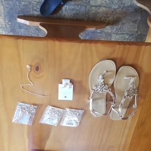 Jewelry, shoes, and hair accessories from david's bridal and Amazon.